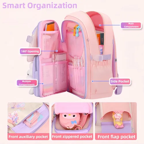 Vista 5 de Mochila infantil para niños, Azul, Grande, Linda caricatura