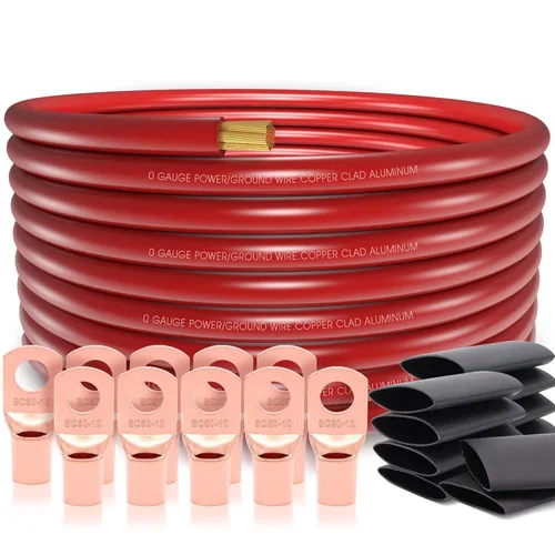 Vista 14 de 40FT 1/0 Battery Cable CCA,0 Gauge Wire with lugs for Amp,Winch,Automotive 40 pies + 20 lengüetas