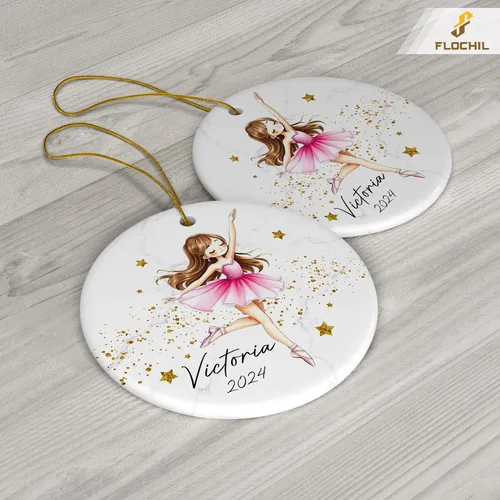 Vista 2 de FLOCHIL Adornos Personalizados de Bailarina de Navidad 2025 para Niña, Adornos Personalizados de Bailarina para Árbol de Navidad, Regalo