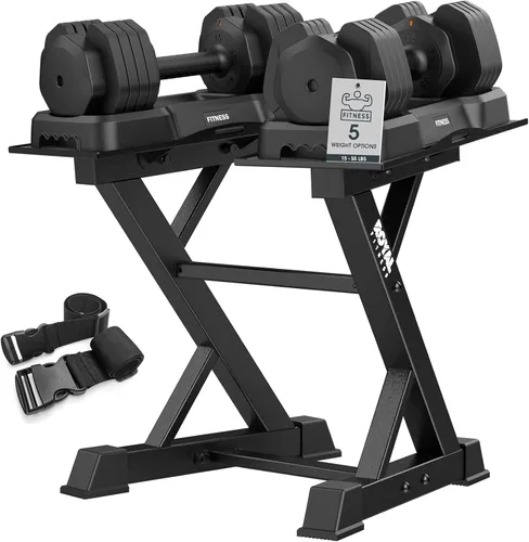 Vista 8 de Estante Ajustable para Mancuernas Estante de Pesas Resistente, Soporte de Almacenamiento de Mancuernas para Gimnasio en Casa con Base