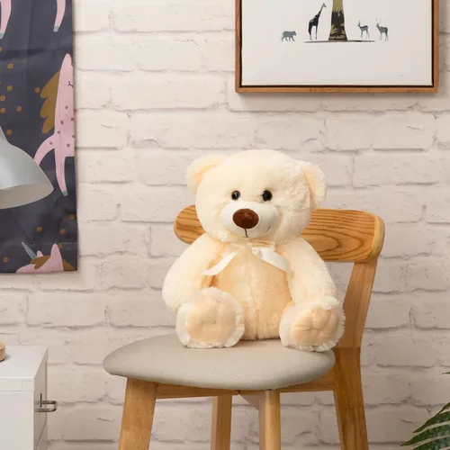 Vista 5 de Oso de peluche súper color, juguete de peluche para niños, novia, familia, felicitaciones, baby shower, cumpleaños, beige, 14 pulgadas