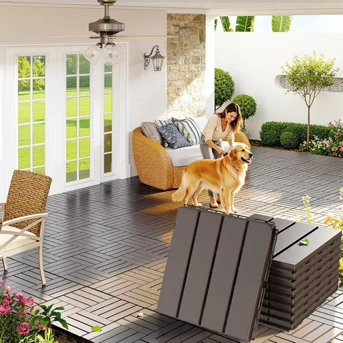 Vista 20 de Goovilla - Azulejos de plástico entrelazados para terraza, paquete de 9 para balcón, 12 x 12 pulgadas, piso impermeable para todo clima, azulejos
