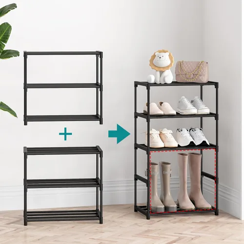 Vista 4 de Autonomier - zapatero pequeño apilable de 3 niveles, estante estrecho para zapatos de niños, niños pequeños y adultos, estante para zapatos ligero