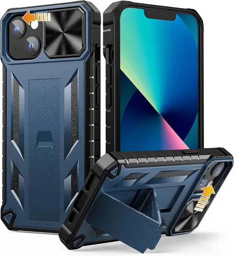 Vista 10 de SOiOS - Funda para iPhone 16e, iPhone 13, iPhone 14, con función atril Protección a prueba de caídas de grado militar, cubierta resistente