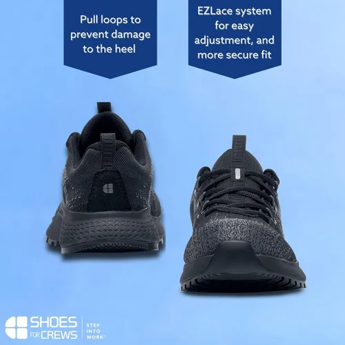 Vista 3 de Shoes for Crews Heather II - Zapatos de trabajo con punta nanocompuesta (NCT) para mujer, antideslizantes, resistentes al agua, color negro