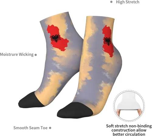 Vista 7 de Flag Of Albania Ankle Socks Winter Low Cut Sports Warm Comfort Breathable Casual Socks For Mens And Womens