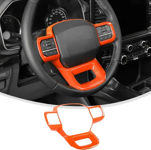 Vista 9 de Linskip Moldura para volante compatible con Ford F150 2015-2020 y F250 F350 Super Duty 2017-2022, para Ford Expedition 2018-2021, funda para Negro
