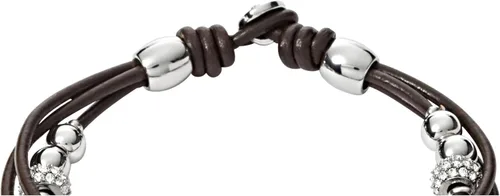 Vista 4 de Fossil - Pulsera de acero inoxidable y cuero genuino para mujer