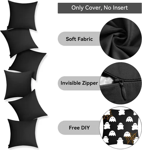 Vista 5 de Coddsmz Paquete de 4 fundas decorativas de 100% algodón para cojín cuadrado, funda de almohada de color liso para bricolaje, para sofá y dormitorio