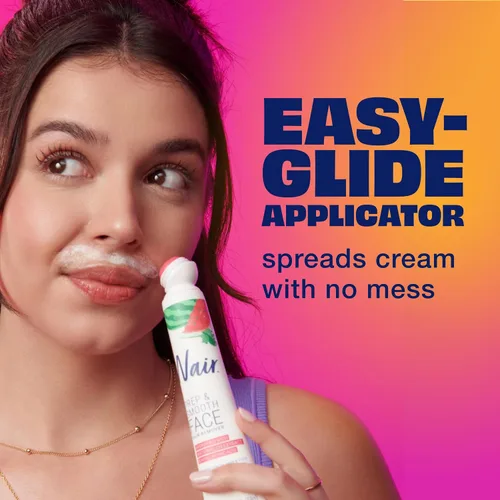 Vista 9 de NAIR Prep & Smooth Crema depilatoria exfoliante facial para mujeres, eliminación eficaz del vello para piel suave con ácido hialurónico, 1.76 onzas