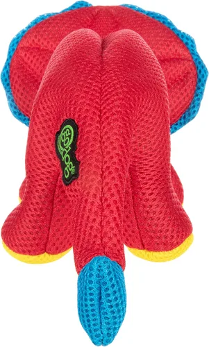 Vista 4 de goDog Juguete chirriante para perros con volantes de malla de doble guardia masticable, rojo, pequeño