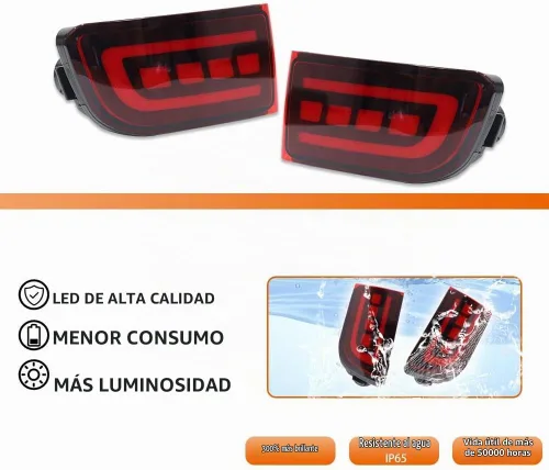 Vista 2 de ADIIL 2 luces reflectoras de parachoques inferior secuencial LED de lente Lente roja LED roja