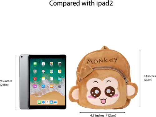 Vista 2 de Juego de mochila pequeña para niños, mochila de felpa de animales para niños, bonita y funcional con accesorios divertidos, incluye calcomanías
