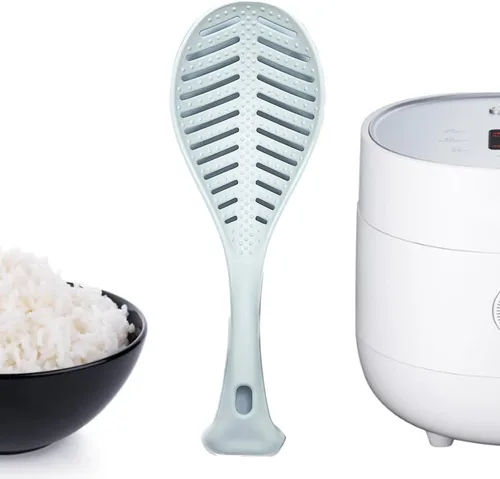 Vista 2 de Cuchara de arroz multifunción antiadherente, espátula profesional para servidor de patata de arroz (1 unidad, blanco)