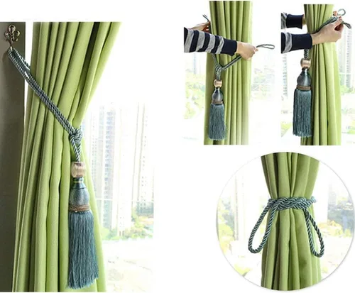 Vista 3 de Venta de maravillosos alzapaños de cortina para cortinas para el hogar, accesorios de cierre de hebilla trenzada, accesorios para cortinas de Beige