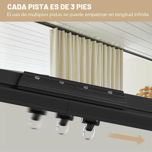 Vista 9 de MaKefeile Cortinas de montaje en techo con riel divisor de habitación, separador de partición de privacidad, barras de riel de cortina, juego