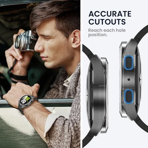 Vista 5 de Tensea Funda protectora de pantalla impermeable para Samsung Galaxy Watch FE 2024 y 5 2022 y 4 2021, accesorios de 1.575 in, cubierta protectora