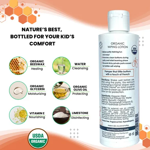 Vista 4 de La Petite Creme French Premium Liniment Loción limpiadora para niños (8 onzas) - Solución de entrenamiento para ir al baño - Limpiador e hidratante