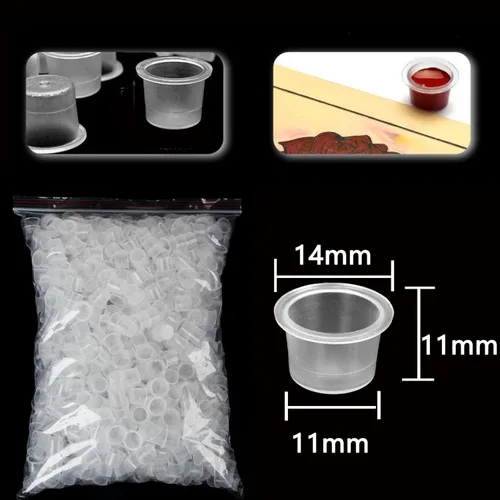Vista 2 de Urknall 1000pcs tapas de tinta de tamaño mediano tazas de tinta de tatuaje para soporte de tinta tapas de tatuaje para tinta de tatuaje