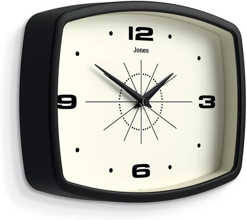 Vista 2 de JONES CLOCKS® Reloj de pared de película Reloj retro rectangular 10 Negro