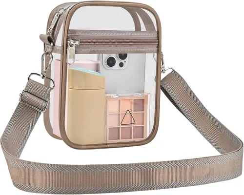 Vista 17 de Bolsa transparente para eventos de estadio, bolso cruzado transparente para hombres y mujeres, bolsa de mensajero para conciertos, festivales