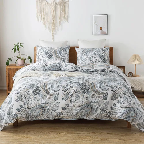 Vista 51 de HoneiLife Juegos de Fundas de Edredón Twin - Funda de Edredón Floral 100% Algodón, Juego de Ropa de Cama Transpirable de 2 Piezas con Cierre