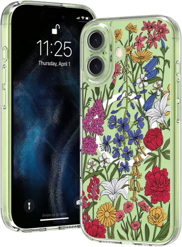 Vista 8 de OOK Magnetic for iPhone 17 Case Clear Pretty Flower Girls Women [Not Yellowing][Screen Protector] [ MagSafe Compatible] with Full Camera Lens