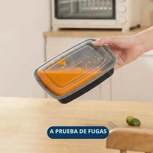 Vista 5 de Tiya Contenedores de preparación de comidas con tapas, paquete de 150 recipientes de plástico de 12 onzas sin BPA para almacenamiento de alimentos