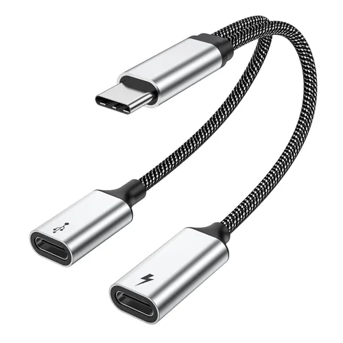 Vista 11 de MOGOOD Cable divisor USB C de 60 W, 2 en 1 USB-C macho a doble USB-C hembra, carga mientras usas auriculares, SSD, DAC o controlador, para Steam