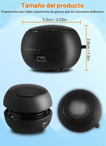 Vista 6 de Mini altavoz portátil con cable USB pequeños altavoces con conector