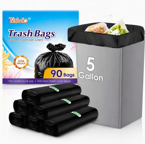 Vista 12 de Bolsas de basura medianas de 10 galones, 40 unidades, bolsas altas de basura para cocina de Teivio, 9 galones 10 galones 11 galones, forros
