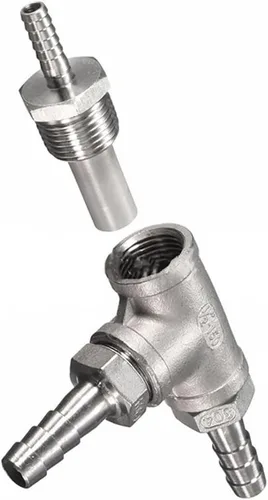 Vista 3 de Aeration Stone TAODAN - Piedra de difusión de acero inoxidable 316 de 2.0 micrones, piedra de oxígeno NPT de 1/2 pulgada