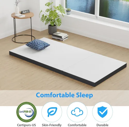 Vista 3 de PayLessHere Colchón de espuma viscoelástica triple plegable de 3 pulgadas Individual Firme medio Foldable Mattress with Dual Construction