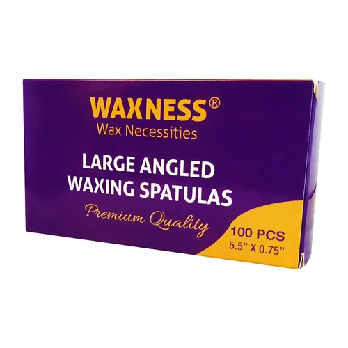 Vista 3 de Waxness Espátulas de cera de madera, 100 unidades, varillas aplicadoras en ángulo para cera corporal y de precisión, madera de abedul desechable