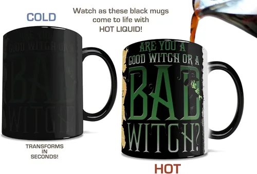 Vista 3 de Morphing Mugs Wizard of Oz (Good Witch Bad Witch) - Taza de cerámica, color negro, 11 onzas líquidas