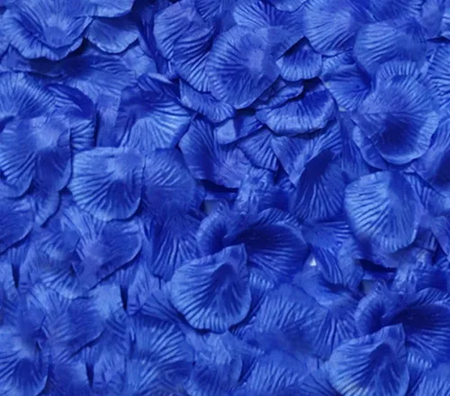 Vista 11 de 1000 pétalos de rosa artificiales de seda, flores artificiales, para boda, fiesta, jarrón, decoración de mesa (azul y blanco)