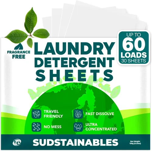 Vista 10 de Sudstainables Hojas de detergente para ropa de 200 cargas: hoja de lavandería soluble para lavadoras, alternativa compacta al detergente líquido