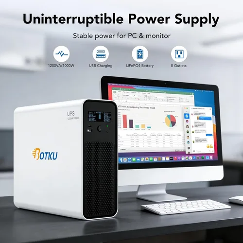 Vista 3 de 1200VA/1000W LiFePO4 UPS Battery Backup,Surge Protector,Long Runtime