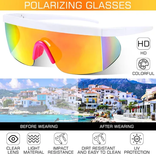 Vista 4 de 3 pares de lentes de sol deportivos de verano, protección UV, polarizados, resistentes al viento, ciclismo, béisbol, para hombres y mujeres, pesca