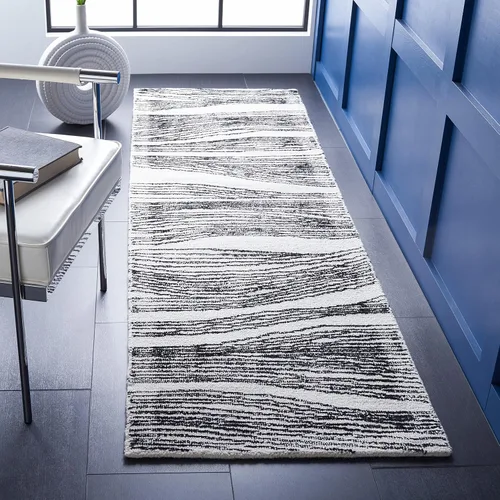 Vista 48 de SAFAVIEH Metro Collection - Alfombra decorativa de 2 x 3 pies, azul y marfil, diseño transicional, ideal para áreas de alto tráfico en pasillo, baño