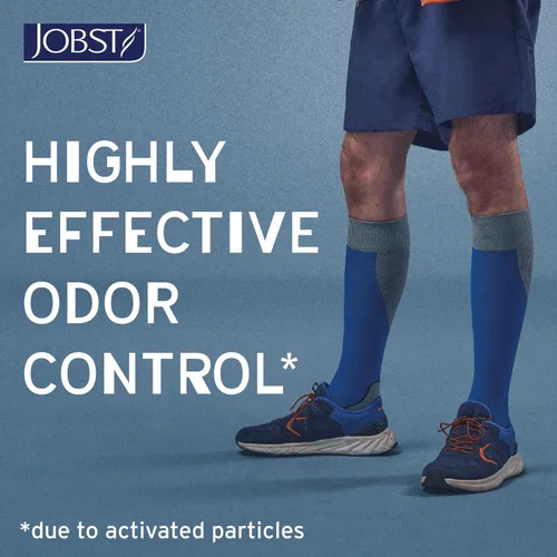 Vista 7 de JOBST Calcetines deportivos de compresión hasta la rodilla, 20-30 mmHg, negro/negro frío, talla S