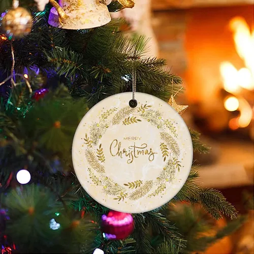 Vista 3 de Adornos de árbol de Navidad, adorno de mármol de Navidad, adorno de recuerdo, decoración del hogar, colgante de mármol natural, adornos redondos