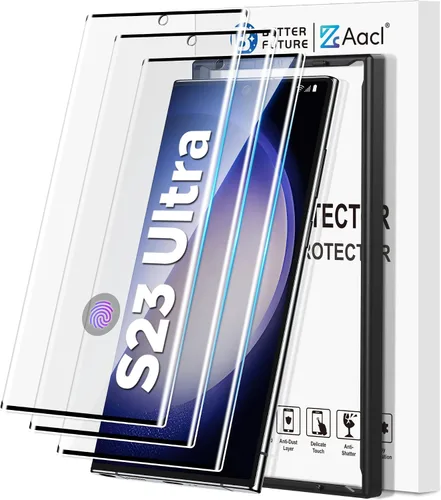 Vista 9 de AACL [Compatible con huellas dactilares] [Paquete de 3] Protector de pantalla de vidrio templado curvado 3D para Samsung Galaxy S22 Ultra 5G