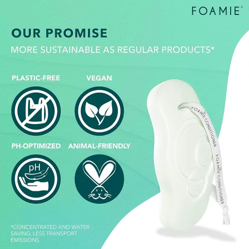 Vista 2 de Foamie Acondicionador sólido para cabello seco con aloe vera que hidrata intensamente el cabello, 100% vegano, sin plástico y sin sulfato, 2.82 oz