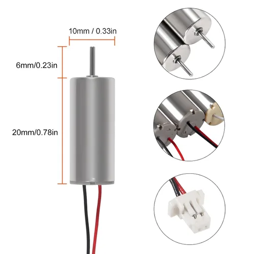 Vista 2 de 4 motores cepillados 8520 de 0.335 x 0.787 in, motor de 3-5 V, 0.15 A, 35000 RPM-50000 RPM, 8520 motor de copa hueca + 4 hélices CW CCW compatibles