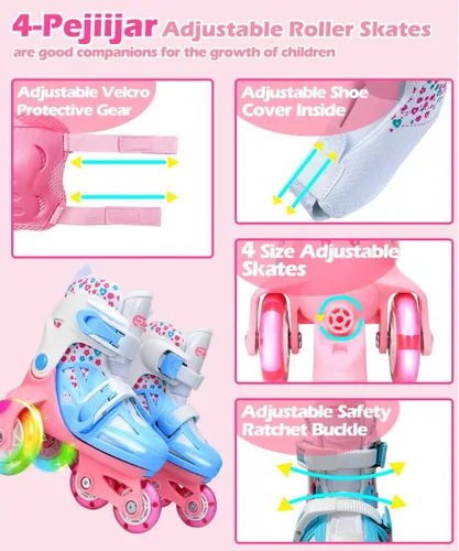Vista 5 de Kids Quad Roller Skate,Roller Skates for Girls Boys,3-Point Balance Roller Shoes for Beginners