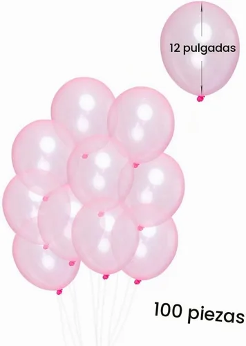 Vista 6 de Globos transparentes pastel de 12 pulgadas, 100 unidades, color rosa grueso