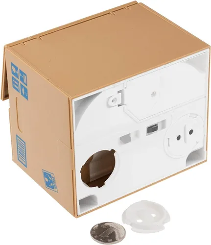 Vista 7 de Hucha de juguete HmiL-U, automática, con diseño de gato que roba monedas, regalos de cumpleaños y Navidad para niños (Fresa-Gato)