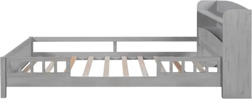 Vista 5 de Harper & Bright Designs Base de cama matrimonial con cabecera de almacenamiento y luz LED integrada, cama de plataforma de tamaño matrimonial