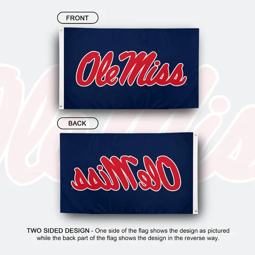 Vista 2 de Desert Cactus Bandera de los rebeldes de la Universidad de Mississippi Ole Miss U of M Banners 100% poliéster para interiores y exteriores, banderas